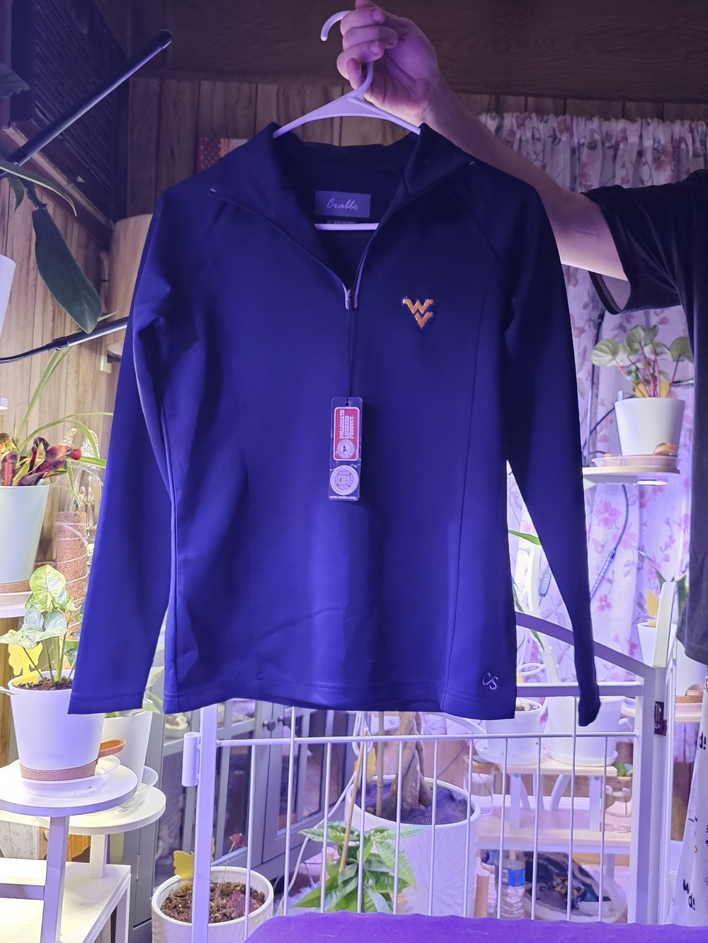 NCAA West Virginia Mountaineers Navy 1/4 Zip Pullover NWT Retail $95